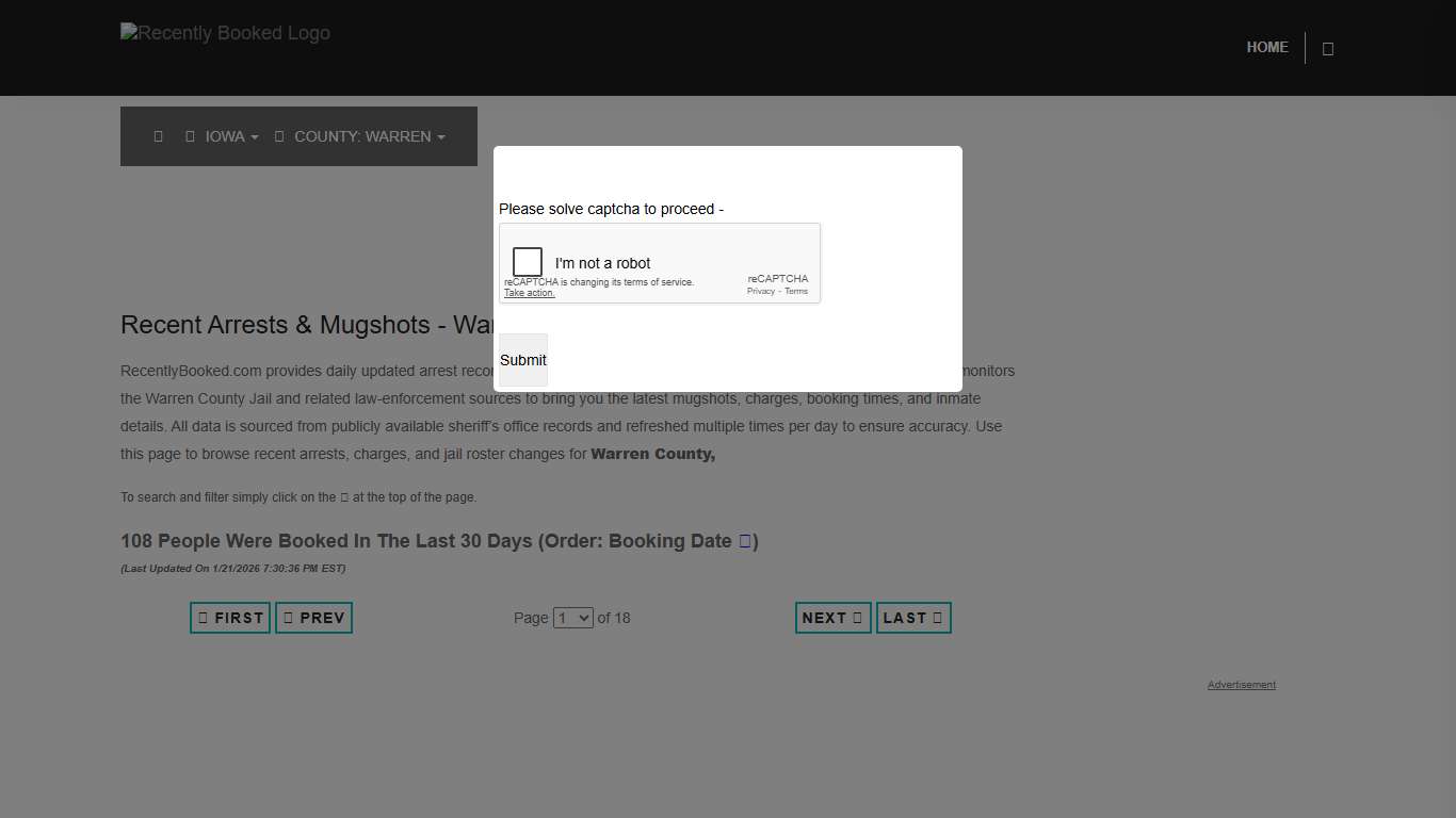 Warren County, Iowa Mugshots | RecentlyBooked.com